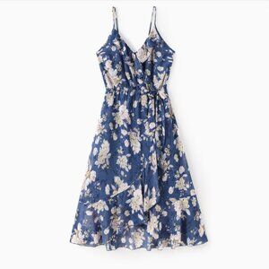 Women Floral Print Strap Ruffled Layers Dress S, M, L, XL